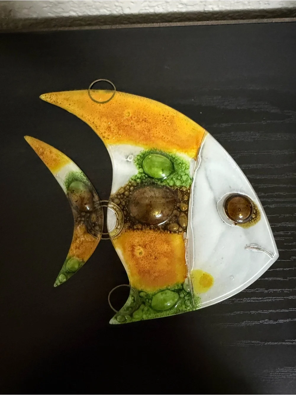 Set of 3 Vintage Mid Century Fused Art Glass Fish Wall Plaques, Higgins Style